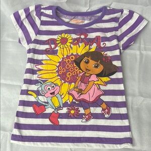 Nickelodeon Purple and White Striped Dora Tee